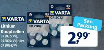 Aldi Süd Varta Lithium Knopfzellen Angebot