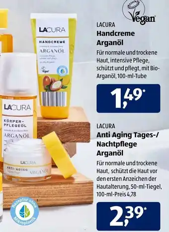 Aldi Süd Lacura Handcreme Arganöl oder Lacura Anti Aging Tages/Nachtpflege Arganöl Angebot