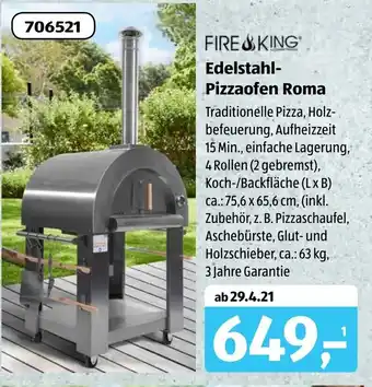 Aldi Süd Fire King Edelstahl Pizzaofen Roma Angebot