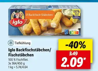 Lidl Iglo backfischstäbchen oder fischstäbchen Angebot