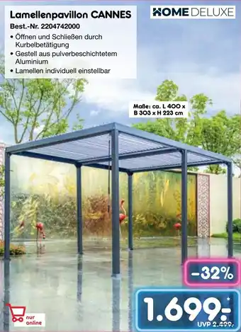 Netto Marken-Discount HOME DELUXE Lamellenpavillon CANNES Angebot