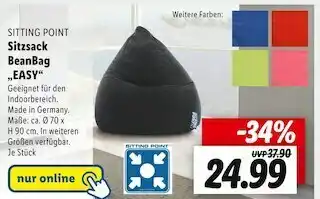 Lidl Sitting point sitzsack beanbag „easy“ Angebot