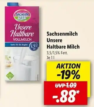 Lidl Sachsenmilch unsere haltbare milch Angebot