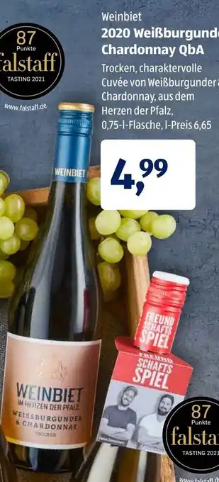 Aldi Süd Weinbeit 2020 Weißburgunder & Chardonnay QbA 0,75L Angebot