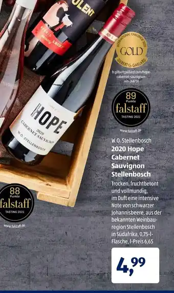 Aldi Süd W.O. Stellenbosch 2020 Hope Cabernet Sauvignon Stellenbosch 0,75L Angebot