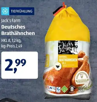 Aldi Süd Jack's Farm Deutsches Brathähnchen 1,2kg Angebot