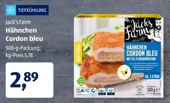 Aldi Süd Jack's Farm Hähnchen Cordon bleu 500g Angebot