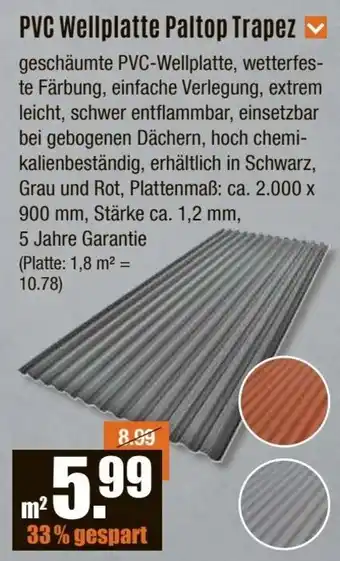 V Baumarkt PVC Wellplatte Paltop Trapez Angebot