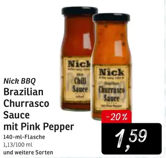 KONSUM Nick BBQ Brazilian Churrasco Sauce mit Pink Pepper 140ml Angebot