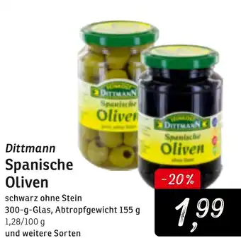 KONSUM Dittmann Spanische Oliven 300g Angebot