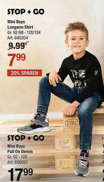 AWG Mode Mini Boys Langarm Shirt, Mini Boys Pull On Denim Angebot