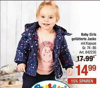 AWG Mode Baby Girls Gefütterte Jacke Angebot