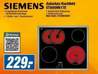 Expert Siemens Autarkes Kochfeld Et645hn17e Angebot