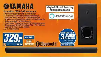 expert Techno Land Yamaha Soundbar Yas-209 Schwarz Angebot