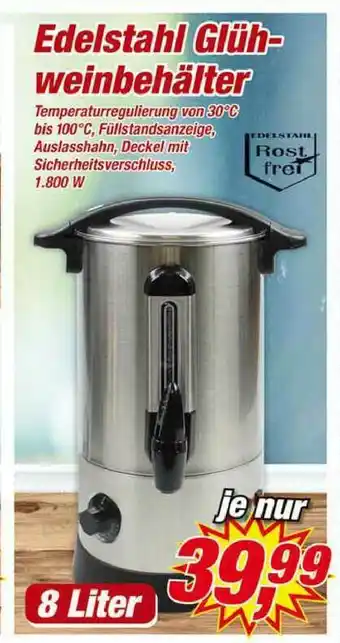 Posten Börse Edelstahl Glüh-weinbehälter Angebot