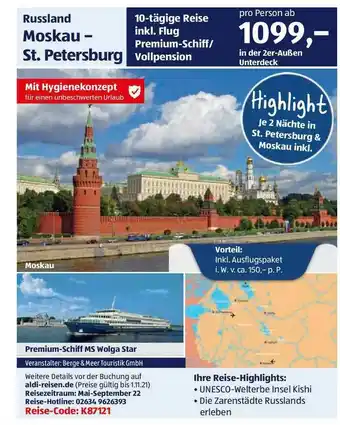 Aldi Süd Reisen Russland Moskau - St Petersburg Angebot