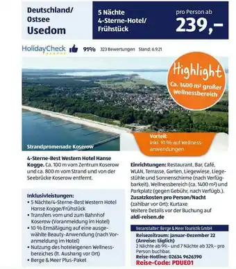 Aldi Süd Reisen Deutschland Ostsee Usedom Angebot