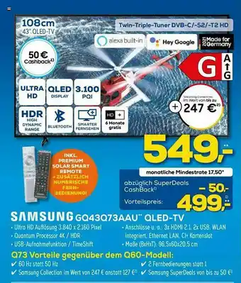 Euronics XXL Samsung Gq43q73aau Qled-tv Angebot