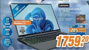 Expert Lenovo Gaming-notebook Legion 5 Pro 16ach6h Angebot