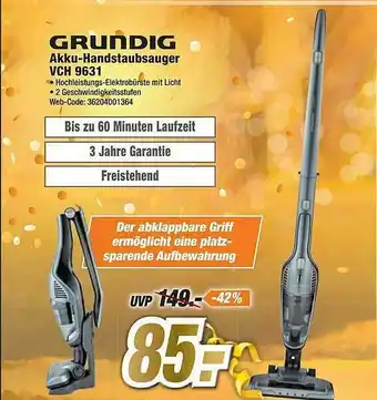 Expert Grundig Akku-handstaubsaguer Vch 9631 Angebot