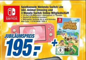 expert Octomedia Spielkonsole Nintendo Switch Lite Inkl. Animal Crossing Und 3 Monate Switch Online Mitgliedschaft Angebot