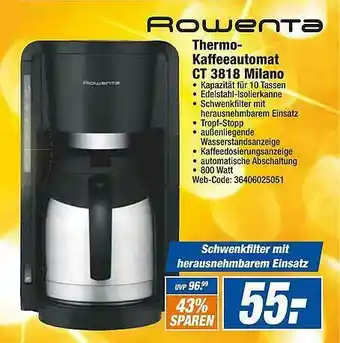 HEM Expert Rowenta Thermo-kaffeeautomat Ct 3818 Milano Angebot