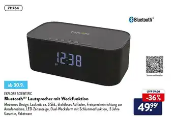 Aldi Süd Explore Scientific Bluetooth Lautsprecher mit Weckfunktion Angebot