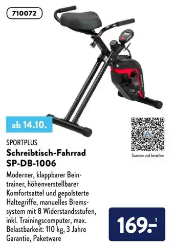 Aldi Süd Sportplus Schreibtisch Fahrrad SP-DB-1006 Angebot