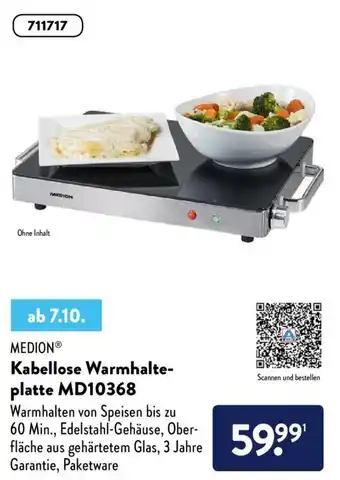 Aldi Süd Medion Kabellose Warmhalteplatte MD10368 Angebot