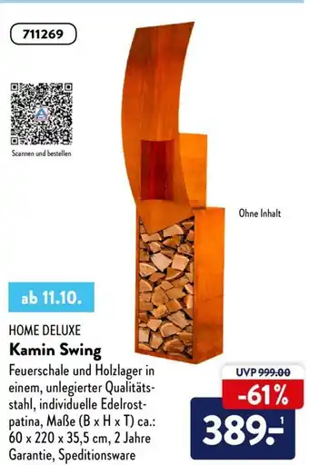 Aldi Süd Home Deluxe Kamin Swing Angebot