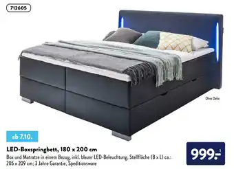 Aldi Nord LED Boxspringbett, 180 x 200 cm Angebot