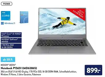 Aldi Nord Medion Akoya Notebook P15651 (MD63865) Angebot