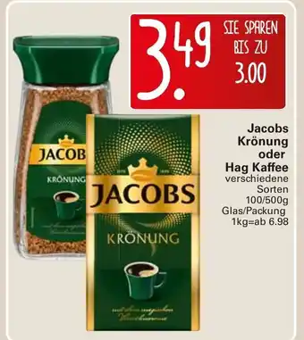 WEZ Jacobs Krönung oder Hag Kaffee 100/500g Angebot