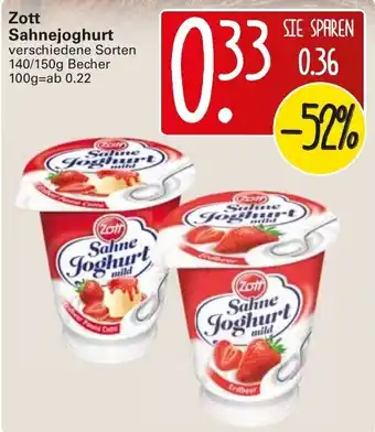 WEZ Zott Sahnejoghurt 140/150g Becher Angebot