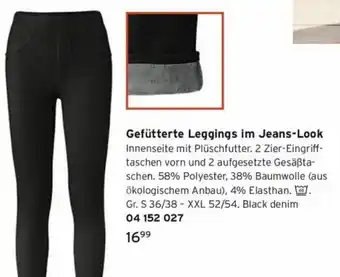 Tchibo Gefütterte Leggings im Jeans Look Angebot