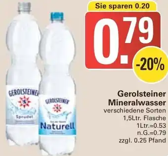 WEZ Gerolsteiner Mineralwasser 1,5Ltr. Flasche Angebot