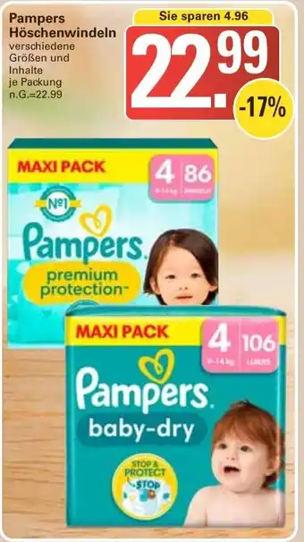 WEZ Pampers Höschenwindeln Angebot