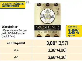 METRO Warsteiner 6x0,33 L Flasche Angebot