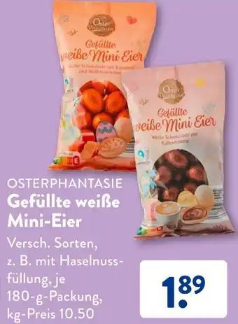 Aldi Süd OSTERPHANTASIE Gefüllte weiße Mini-Eier 180 g Packung Angebot