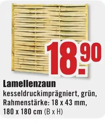 B1 Discount Baumarkt Lamellenzaun kesseldruckimprägniert, grün, Rahmenstärke: 18 x 43 mm, 180 x 180 cm (B x H) Angebot