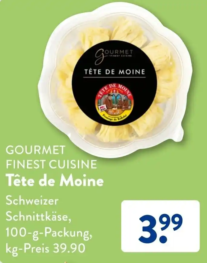 Aldi Süd GOURMET FINEST CUISINE Tête de Moine 100 g Packung Angebot