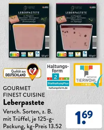 Aldi Süd GOURMET FINEST CUISINE Leberpastete 125 g Packung Angebot