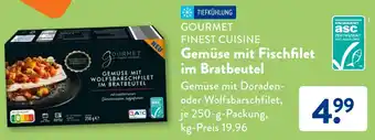 Aldi Süd GOURMET FINEST CUISINE Gemüse mit Fischfilet im Bratbeutel 250 g Packung Angebot