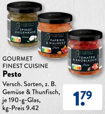 Aldi Süd GOURMET FINEST CUISINE Pesto 190 g Glas Angebot