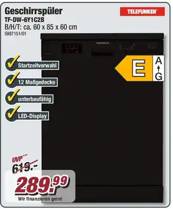 Poco TELEFUNKEN Geschirrspüler TF-DW-6Y1C2B Angebot