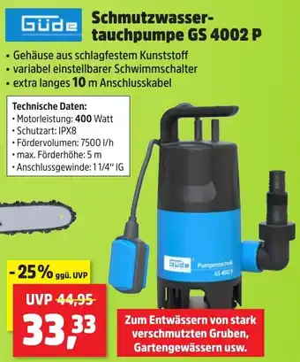Thomas Philipps Güde Schmutzwassertauchpumpe GS 4002 P Angebot