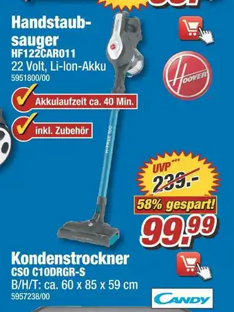 Poco Hoover handstaubsauger hf122car011 Angebot