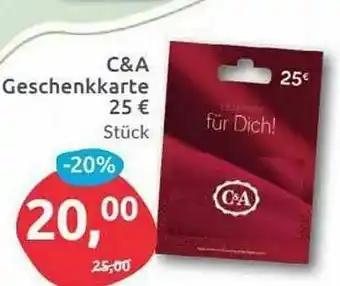 Budni C&a Geschenkkarte 25€ Angebot