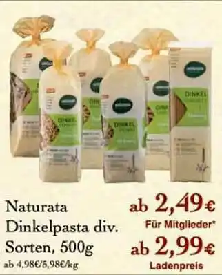 LPG Biomarkt Naturata Dinkelpasta Angebot