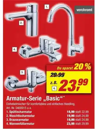 toom Baumarkt Armatur-serie „basic” Angebot